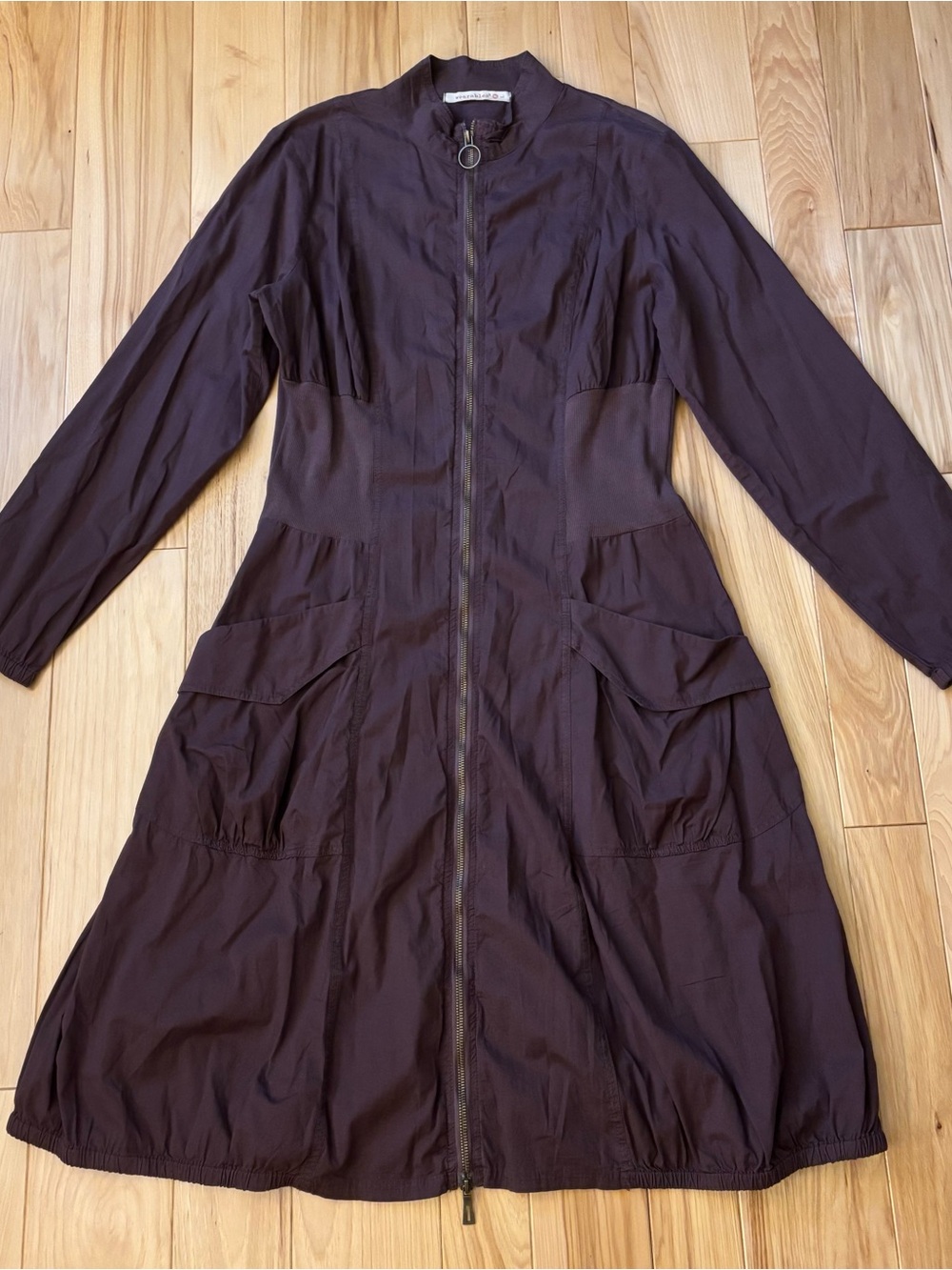 Wearables Uzma Brown Cotton Zip Front Jacket Lagenlook Style Dress